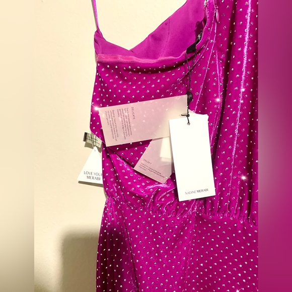 NWT Purple Sequin Asymmetrical Mini Dress reception Party Nadine Merabi Holiday - Picture 10 of 12